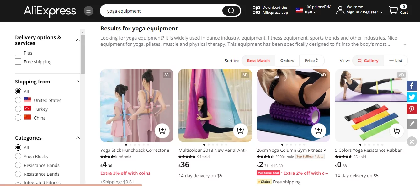 Ali Express - One-Stop Marketplace for Affordable Yoga Products