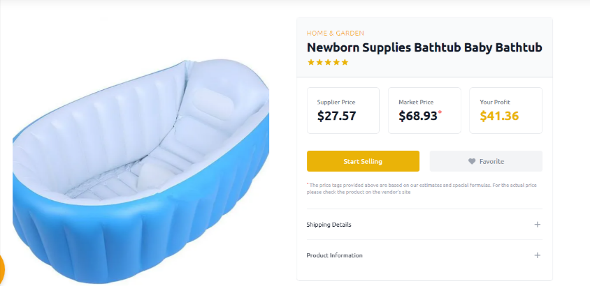 Best Kidswear Dropshipping Products: Baby Bathtub