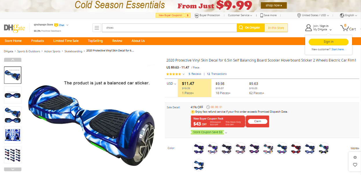 Best Hoverboard Dropshipping Suppliers: DHGate