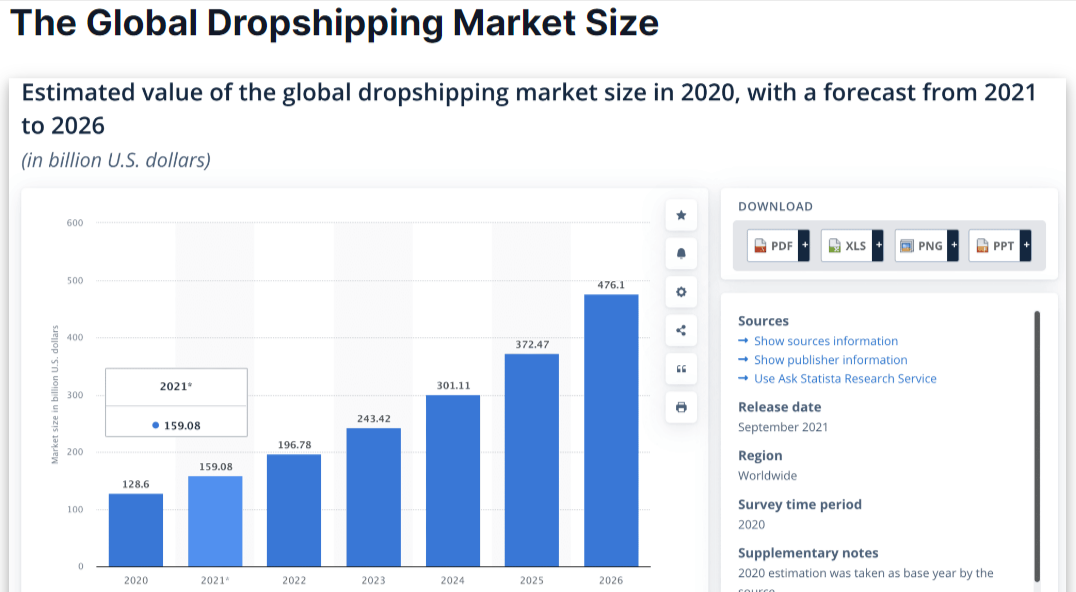 Statistical insight of Dropshipping websites