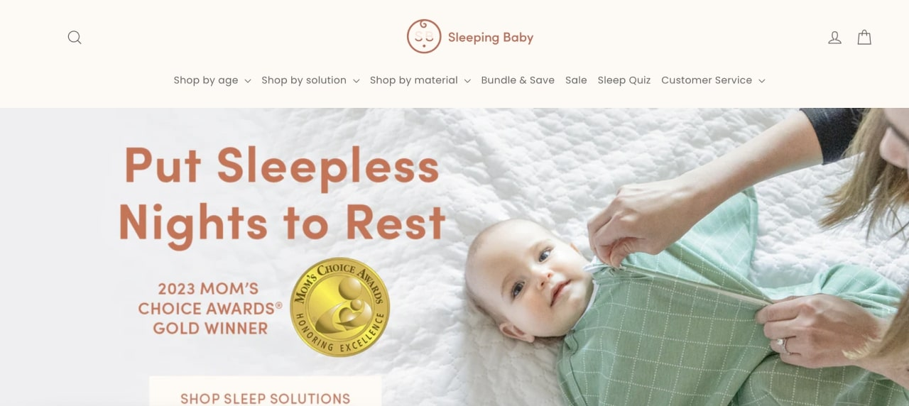 Shopify clothing store: Sleeping Baby