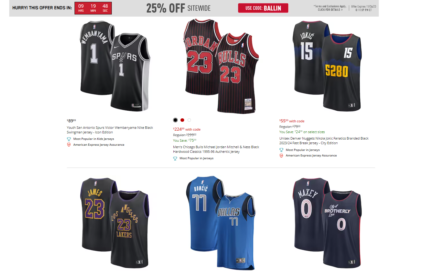 Top-Selling NBA Jerseys