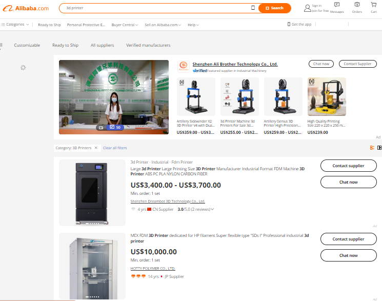 Best 3D Printer Dropshipping Suppliers: Alibaba