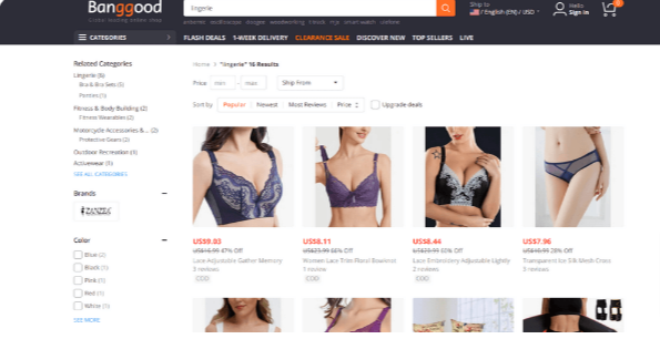 Best lingerie Dropshipping Suppliers: Banggood