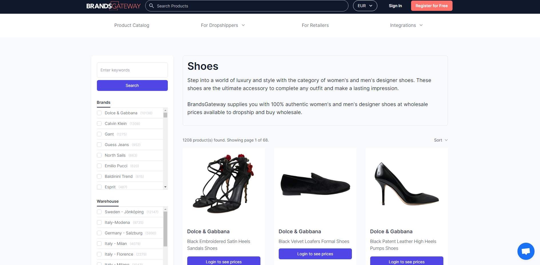 8 Best Shoes Dropshipping Suppliers 2: BrandsGateway