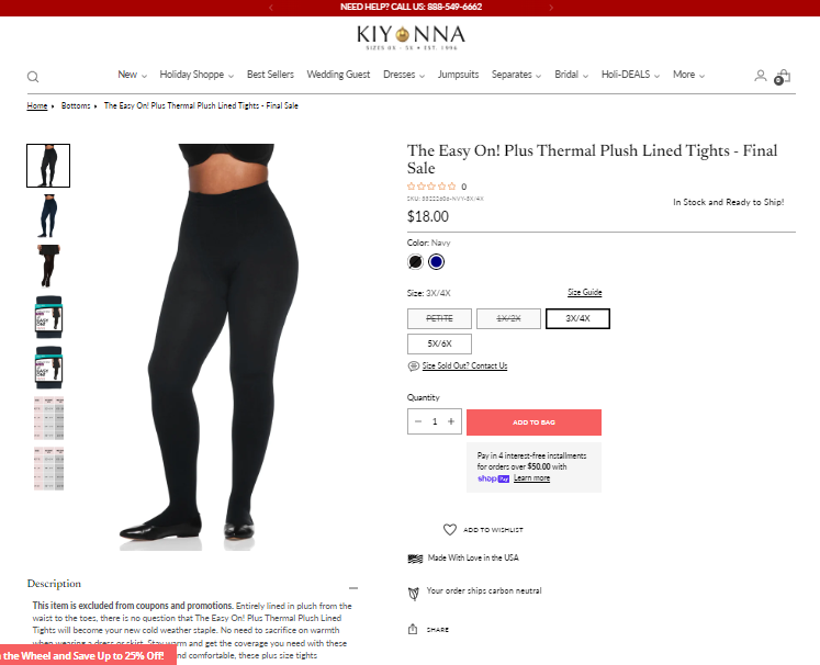Kiyonna Clothing - Plus-Size Leggings Dropshipping Made Accessible