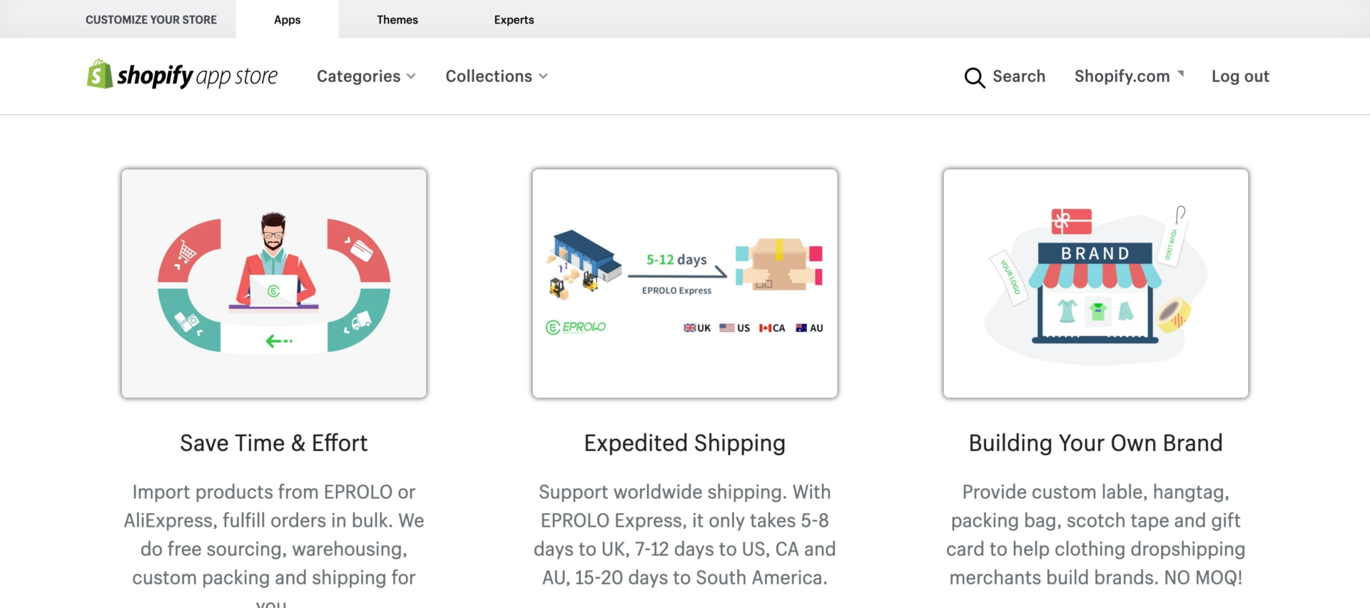 Shopufy Apps: EPROLO‑Dropshipping & Branding 