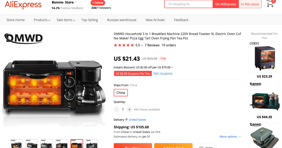 Medium-ticket dropshipping products-DMWD Household 3 In 1 Breakfast Machine