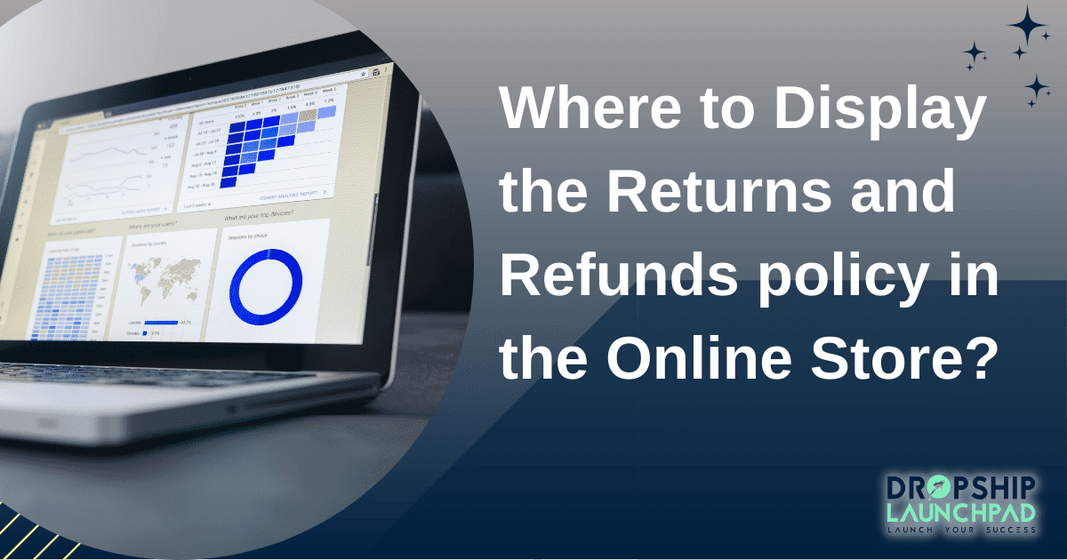 Where to display the returns and refunds policy in the online store?
