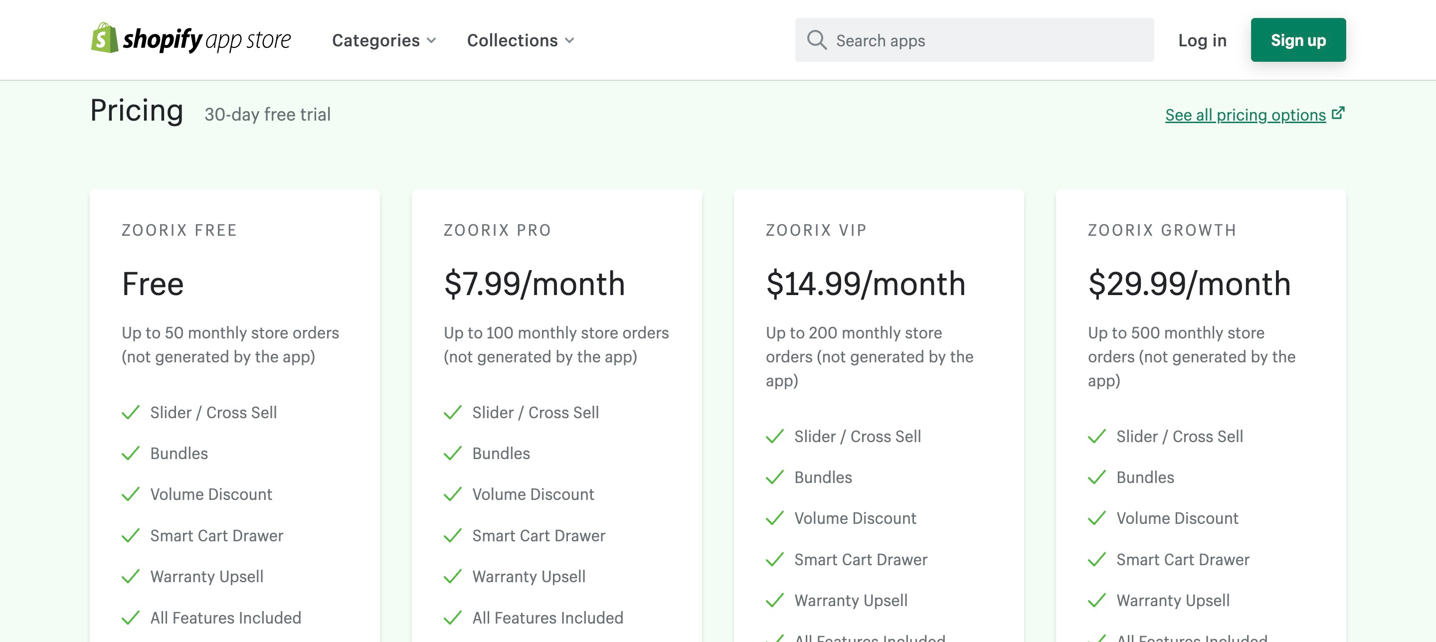 Pricing features of Zoorix: