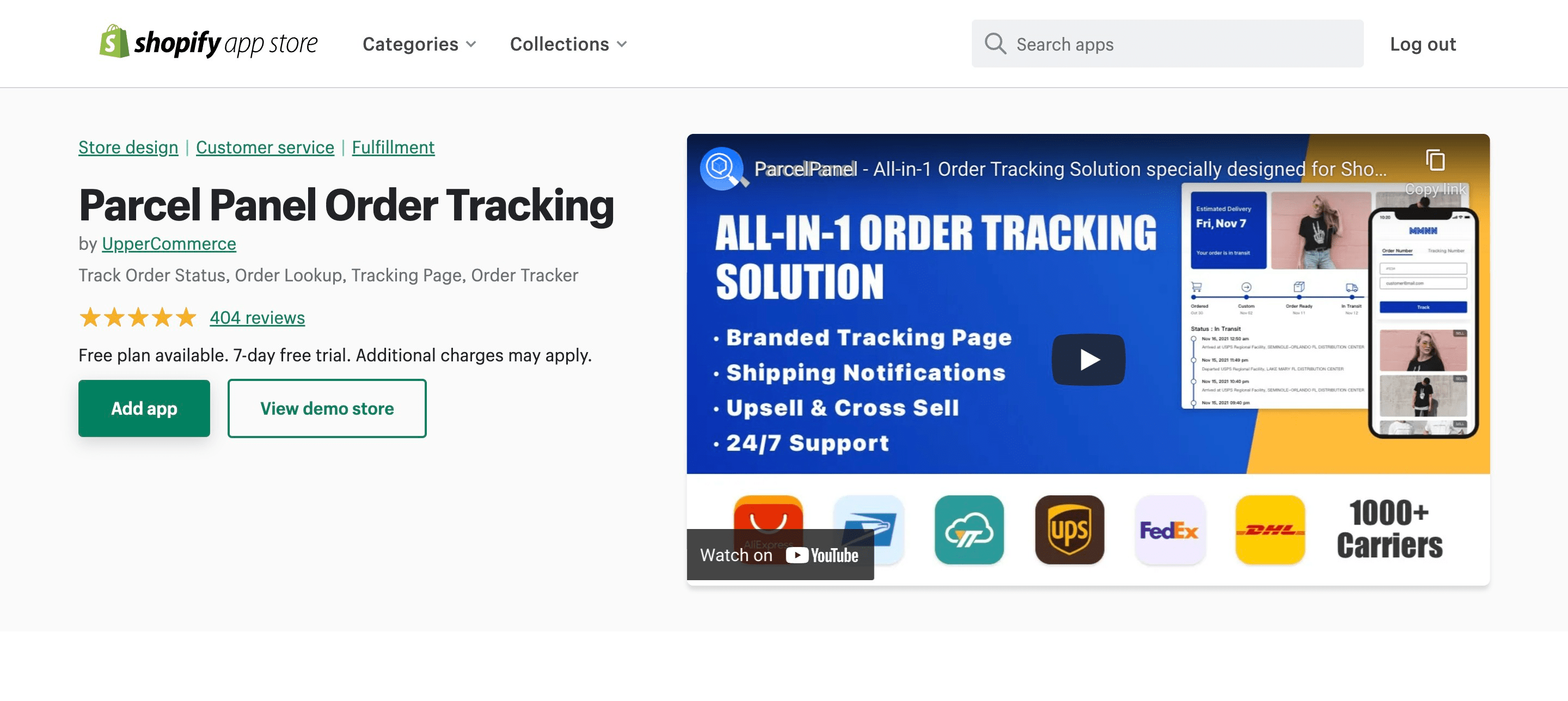 Best Shopify Order Tracking apps: Parcel panel order