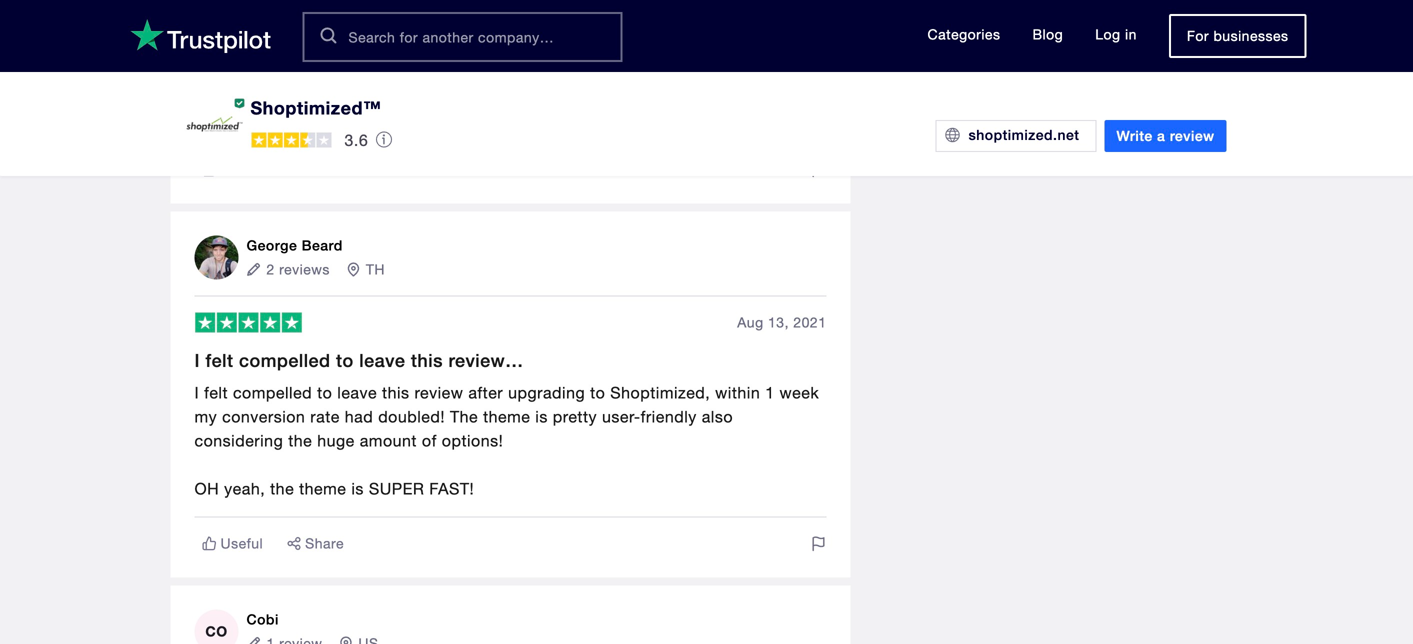 Some of the Shoptimized theme reviews