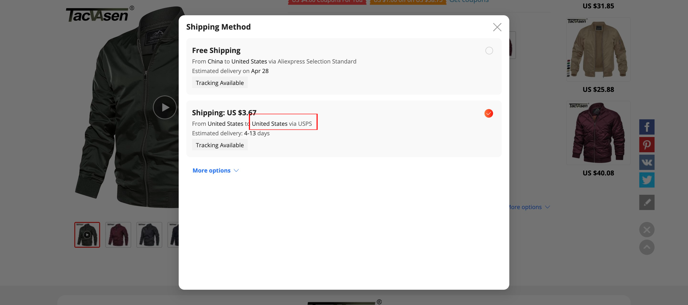 Tip2: Check the suppliers shipping method
