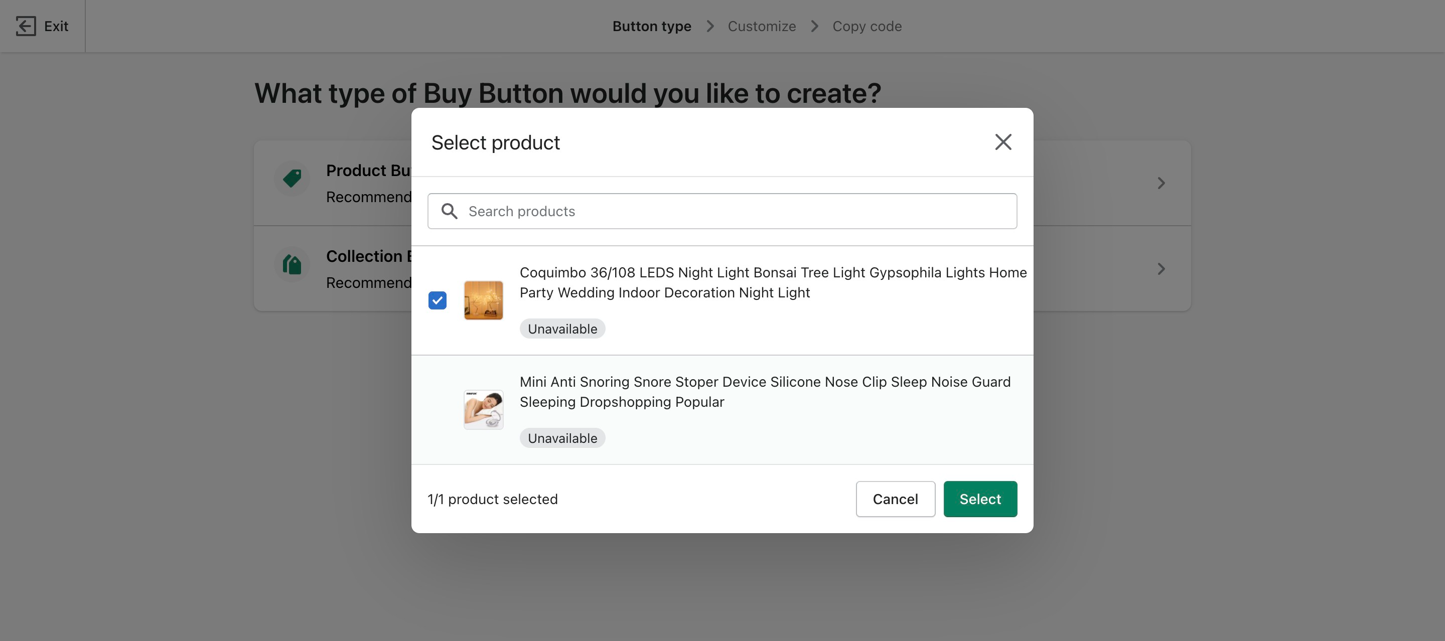 Steps to create a buy button on Shopify