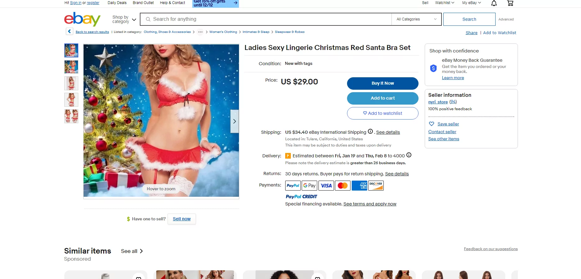 Best Lingeries Dropshipping Products 6: Holiday-themed Lingerie